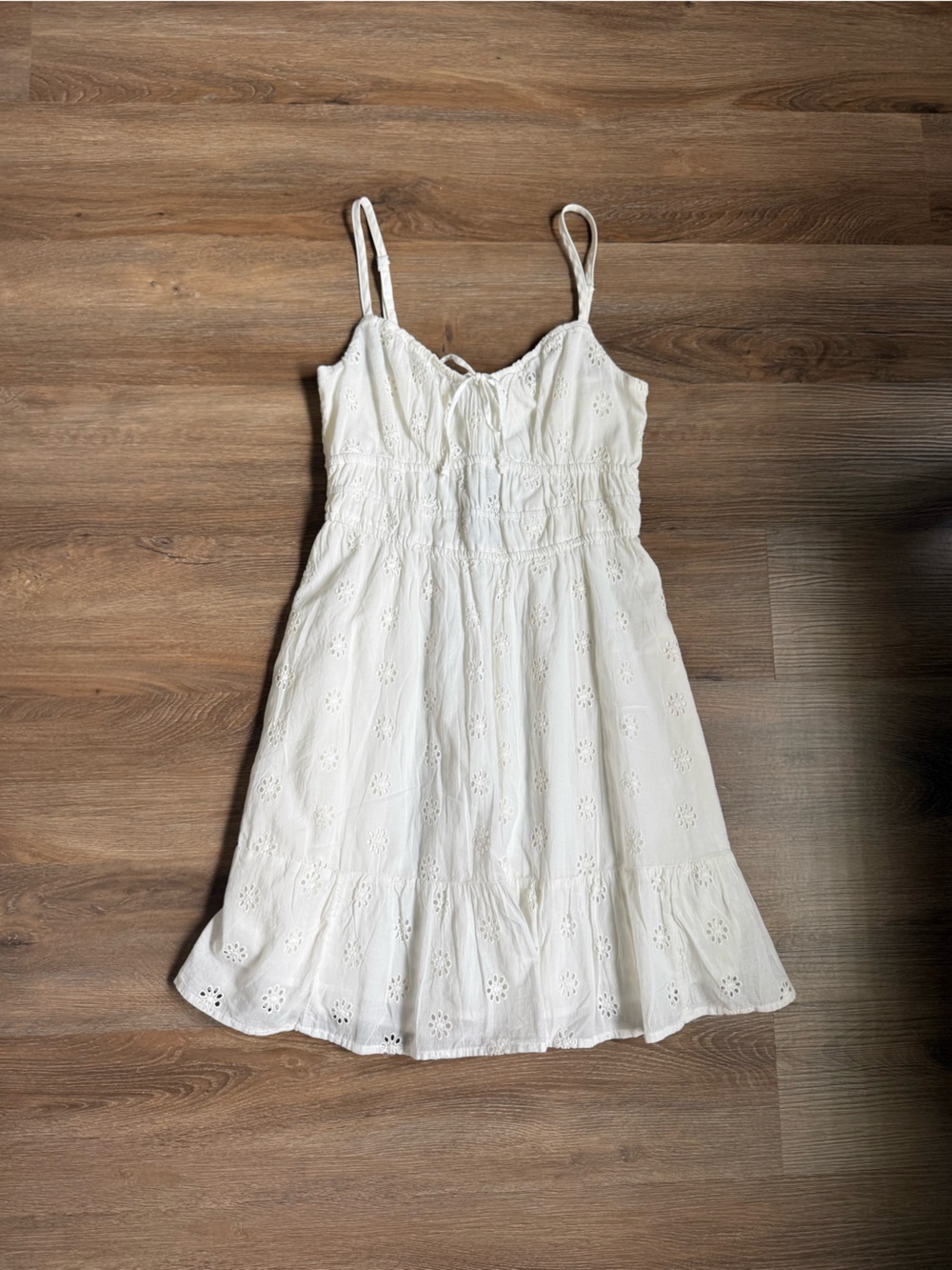 Hollister White Eyelet Spaghetti Strap Sundress